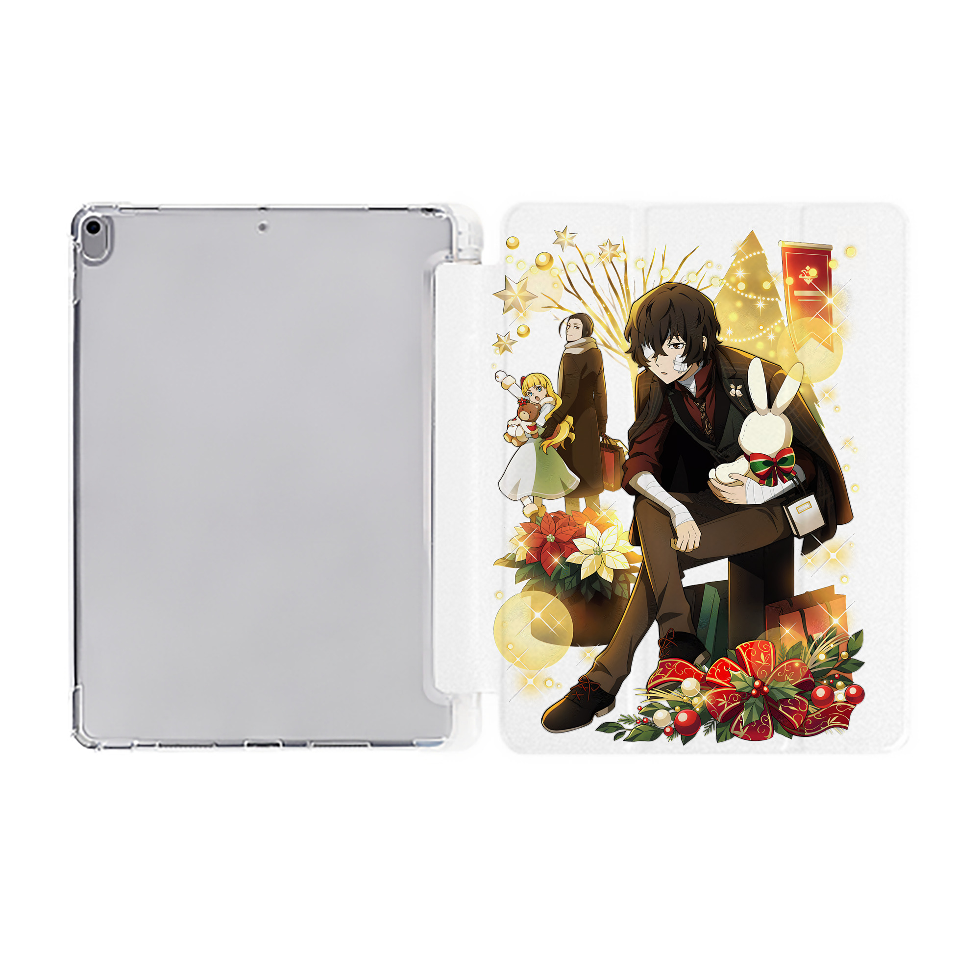 （画像用） 文豪ストレイドッグス Bungo Stray Dogs IPad ケース ペン収納付き 三つ折りスタンド PUレザー×シリコン 対応機種9.5/10.5/10.9インチ